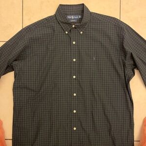 Polo by Ralph Lauren Dark Green and Navy Plaid Button-Down Shirt